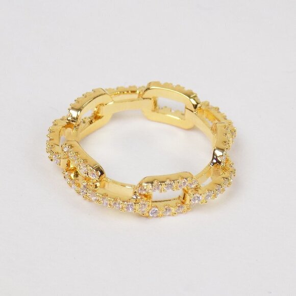NEW in bow! pave chain link ring eternity band - Picture 4 of 6
